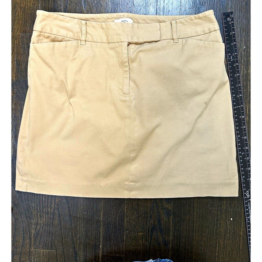 LOFT Beige Solid Twill Pencil Mini Skirt Size 12 Classy Professional 4 Pockets